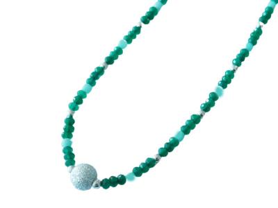 Herz Halskette schwarz grün 45 cm Edelstein Kette Hämatit und Aventurin