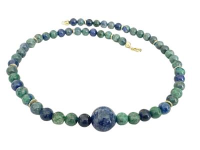 SCHÜTZE: Azurit-Malachit Lapislazuli Gold Edelstein Kette Halskette Größenwahl