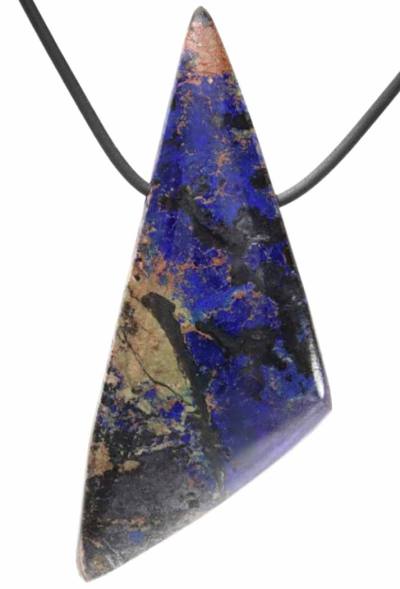 Azurit Malachit Naturstein Cabochon freeform Anhänger quer gebohrt