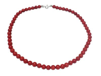 Bambuskoralle Koralle rot Edelstein Kugel Kette Halskette Längenwahl