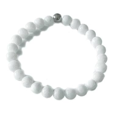 Baryt Schwerspat weiß Edelstein Kugel Elastik Armband Größenwahl