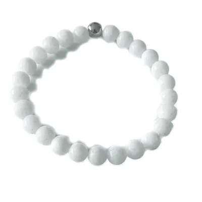 Baryt weiß Edelstein Kugel Elastik Armband Längen Wahl