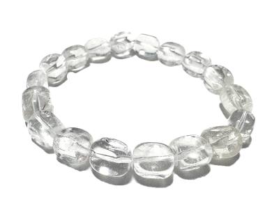 Bergkristall klar transparent Nugget Edelstein Stretch Armband 17-19 cm