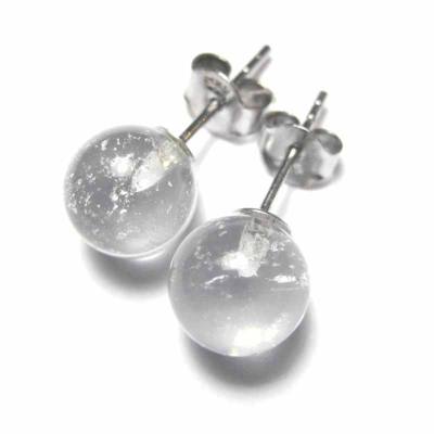 Bergkristall Kugelohrstecker Silber Ohrringe 8mm