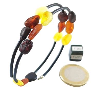 Bernstein Rohstein matt Spiral Armband Kautschuk größenvariabel