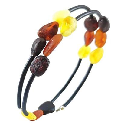 Bernstein Rohstein matt Spiral Armband Kautschuk größenvariabel