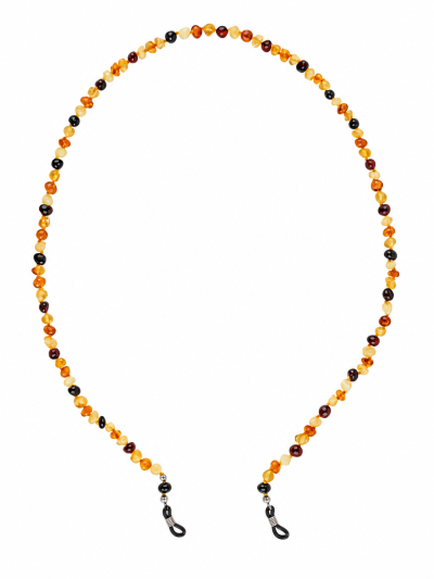 Bernstein Brillenkette mehrfarbig cognac braun honig 74 cm Brillenhalter Baltikum