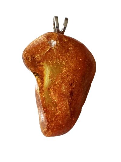 Bernstein Edelstein Rohstein Ketten Anhänger Silber rhodoniert Kalingrad