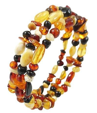 Bernstein braun cognac gelb Spiral Armband Litauen größenflexibel
