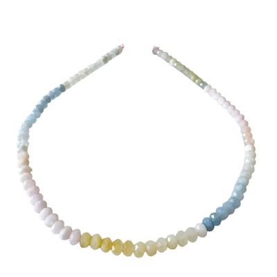Beryll Heilsteinkette Morganit Aquamarin Heliodor facettiert Edelstein Button Halskette Kette Steinkette