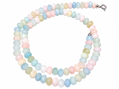 Beryll Morganit Aquamarin Heliodor Edelstein Button Halskette Kette Steinkette
