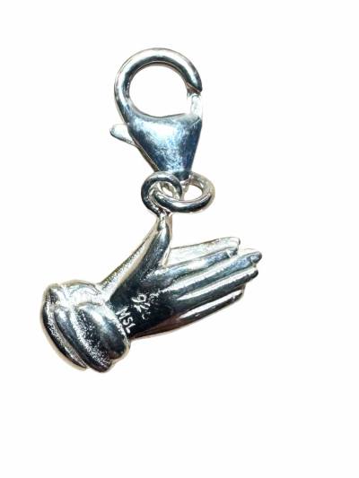 Sterlingsilber Charm Anhänger *betende Hände* Gebet Karabinerhaken