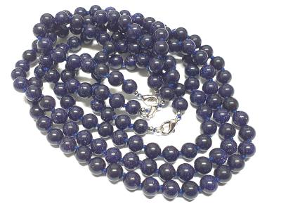 Blaufluss Goldsand blau Halskette Kette geknotet 50 cm