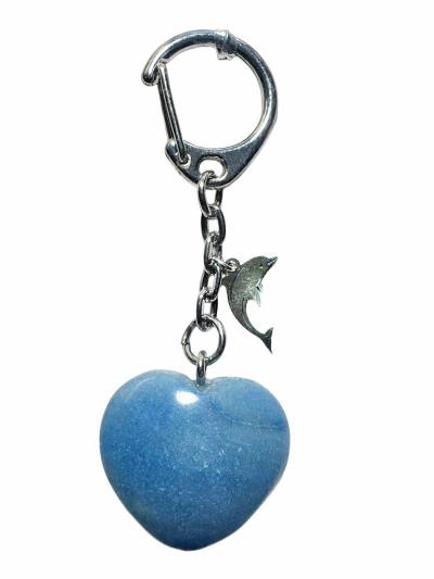 Blauquarz blau Edelstein Herz Delfin Schlüsselanhänger Anhänger