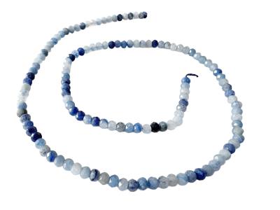 Edelstein Brillenkette Blauquarz Button facettiert blau Echtsilber Brillenband Längenwahl