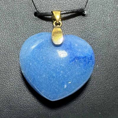 Blauquarz Aventurin blau Herz Edelstein Anhänger Silber vergoldet
