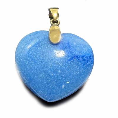 Blauquarz Aventurin blau Herz Edelstein Anhänger Silber vergoldet