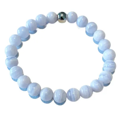 Chalcedon hellblau Edelstein Kugel Stretch Armband Längen Wahl