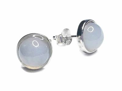Chalcedon Edelstein Ohrstecker Silberfassung