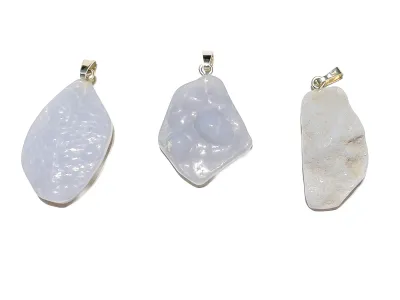Chalcedon hellblau Krusten Edelstein Ketten Anhänger