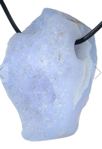 Chalcedon Edelstein Rohstein Kristall hellblau Namibia Kettenanhänger gebohrt