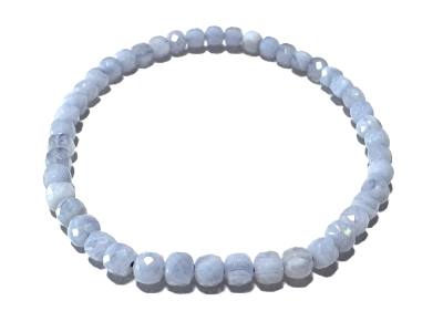 Chalcedon Edelstein Würfel Stretch Armband hellblau