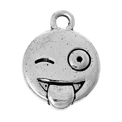 Emoji Smiley Charm zwinkernd mit Karabinerhaken oder Handyband