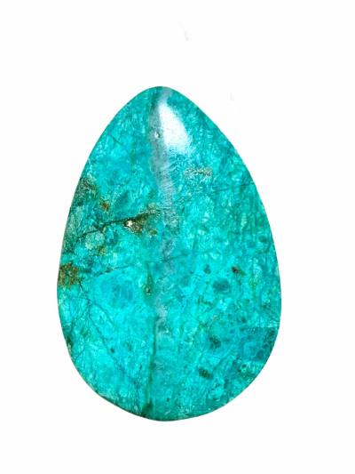 Chrysokoll Cabochon Edelstein Anhänger front gebohrt