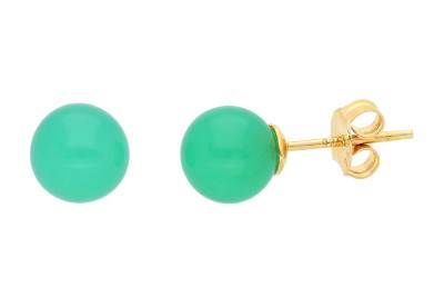 Chrysopras grün AA Edelstein Kugel Ohrstecker Echtsilber vergoldet