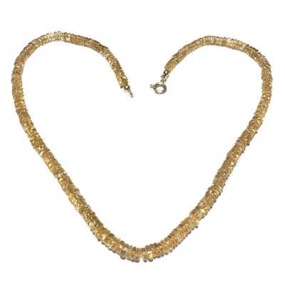 Citrin Zitrin Edelsteinkette Halskette Collier Heishi Button round