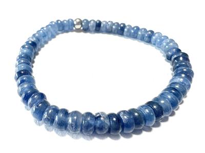 Disthen Kyanit blau Button Edelstein Stretch Armband Längen Wahl