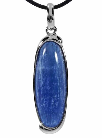 Disthen Kyanit blau oval Cabochon Edelstein Ketten Anhänger Echtsilberfassung