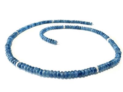 Disthen Kyanit blau Button Edelstein Halskette Echtsilber Buttons Längenwahl