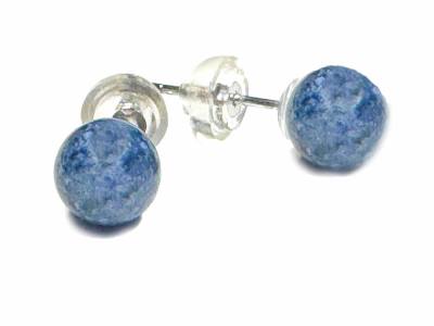 Dumortierit Edelstein Silber rhodoniert Kugel Ohrstecker 6 mm