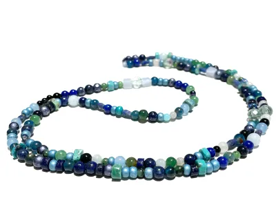 Edelsteinkette multicolor blau türkis Lapis Apatit Chalcedon Türkis u.a.