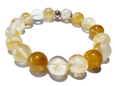 Eisenkiesel Quarz gelb weiß Edelstein Kugel Armband Längenwahl