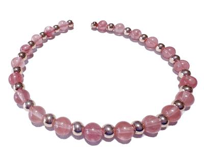 Erdbeerquarz Cherryquarz Hämatit rosa rosé Edelstein Armband Längenwahl