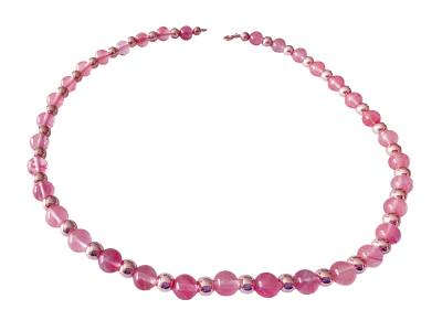 Erdbeerquarz Cherryquarz Hämatit rosa rosé Designerkette Edelstein Kette Längenwahl