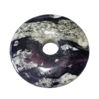 Eudialyt Edelstein Donut rot schwarz Anhänger Kettenanhänger 4 cm