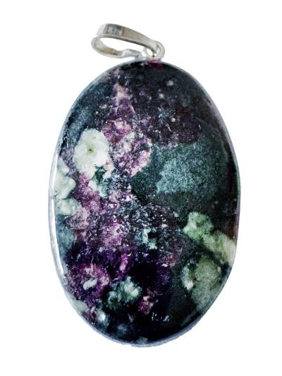 Eudialyt Cabochon Edelstein Ketten Anhänger Echtsilberöse