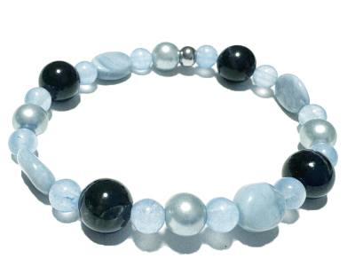 Opal Falkenauge Perle Jade blau Edelstein Designer Stretch Armband Längen Wahl