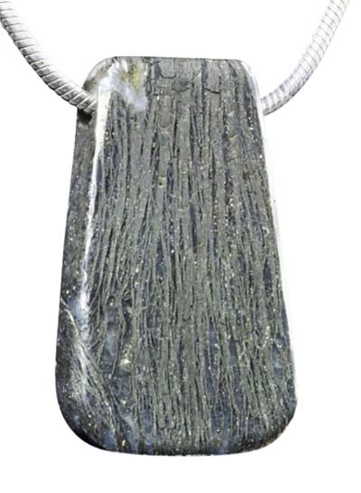 Federpyrit Pyrit Cabochon Edelstein Ketten Anhänger gebohrt