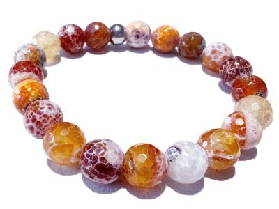 Achat Feuerachat Schlangenachat rotorange Edelstein Stretch Armband Längenwahl