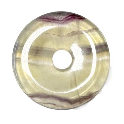 Fluorit gelb Edelstein Donut Anhänger 35mm