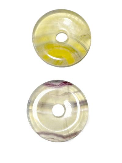 Fluorit gelb Edelstein Donut Anhänger 35mm
