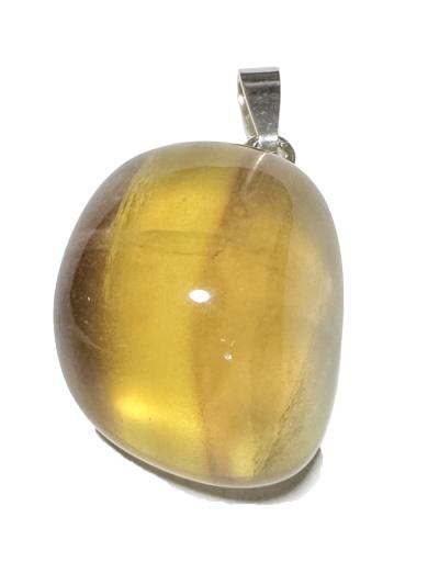 Fluorit gelb Edelstein Tropfen Silber Anhänger