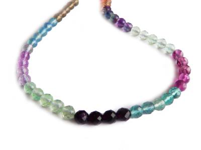 Fluorit Regenbogenfluorit farbintensiv Edelstein Kugel Halskette facettiert