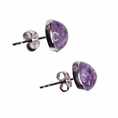 Fluorit Edelstein Cabochons Ohrstecker Ohrringe 925er Echtsilber