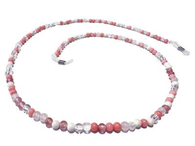 Edelstein Brillenkette Rosenquarz Zitronenchrysopras Bergkristall Echtsilber Brillenband Längenwahl