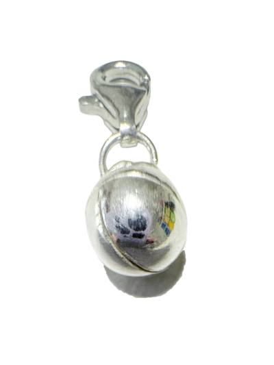 Echtsilber Glöckchen Charm Anhänger mit Edelstahl Karabinerhaken